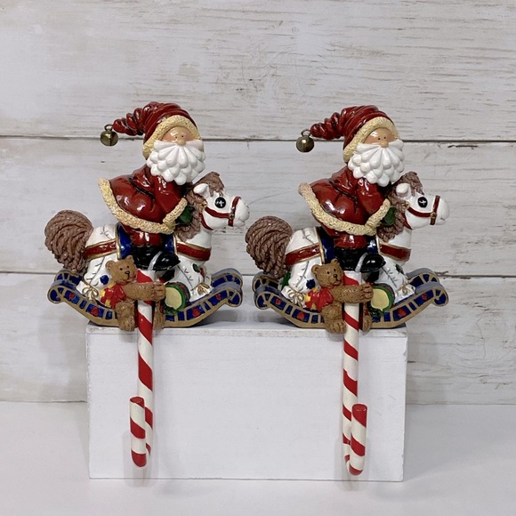 fortunoff Holiday Vintage Fortunoff Santa Rocking Horse Christmas Stocking Mantel Hangers